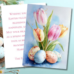 Pasen kaart met bloemen en paaseieren