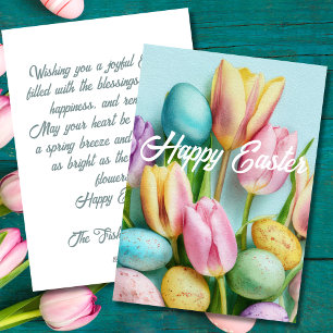 Pasen kaart met bloemen en paaseieren