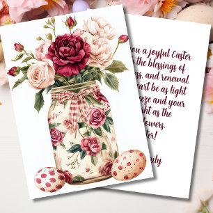 Pasen kaart met paaseieren en bloemen