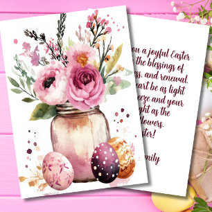 Pasen kaart met paaseieren en bloemen