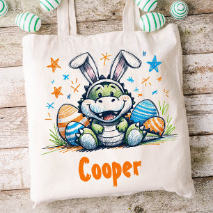 Pasen Kinder naam Boys Bunny Krokodil Tote Bag