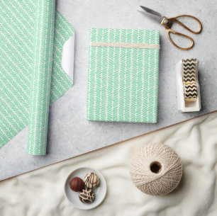 Pasen Klaver Mint Groen Witte Zigzag Strepen Cadeaupapier