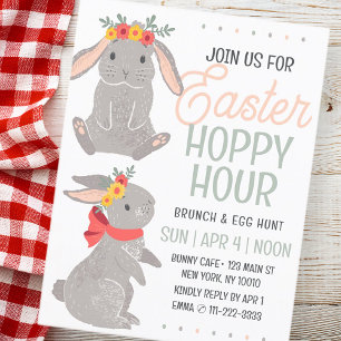 Pasen Konijn Hoppy Hour Brunch en Ei Hunt Briefkaart