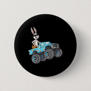 Pasen Konijn Rijden Monster Truck Leuke Jongens Me Ronde Button 5,7 Cm