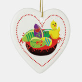 Pasen kuiken en eieren aangepaste kerstversiering keramisch ornament (Rechts)