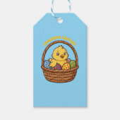 Pasen Kuiken in een Mandje Label Cadeaulabel (Voorkant)