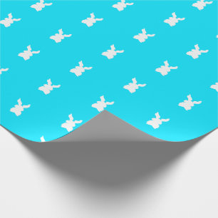 Pasen levendige koraal aqua blauw konijnenpatroon cadeaupapier