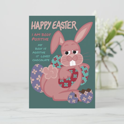 Pasen - Lichaamspositieve Bunny - Chocolade Lover Feestdagenkaart (Staand voorkant)