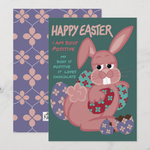 Pasen - Lichaamspositieve Bunny - Chocolade Lover Feestdagenkaart