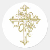 Pasen Lily Cross Ronde Sticker (Voorkant)