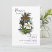 Pasen Lily & Cross Uitnodiging (Staand voorkant)