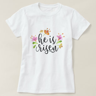 Pasen Matthew 28:6 Hij is Risen T-shirt