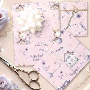Pasen Meisje Konijn Gepersonaliseerde Naam Roze Pa Inpakpapier Vel