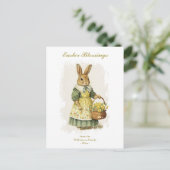Pasen met  Bunny Rabbit aangepaste tekst Feestdagenkaart (Staand voorkant)