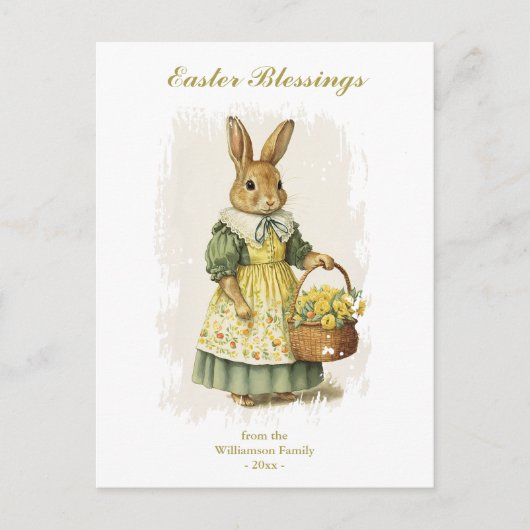 Pasen met  Bunny Rabbit aangepaste tekst Feestdagenkaart (Voorkant)