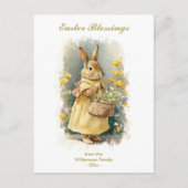 Pasen met  Bunny Rabbit aangepaste tekst Feestdagenkaart (Voorkant)