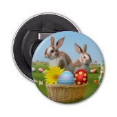 Pasen met Bunny voor een positieve stemming Button Flesopener (Voorkant)