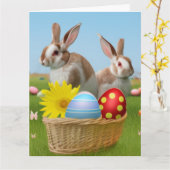 Pasen met Bunny voor een positieve stemming Kaart (Gele Bloem)