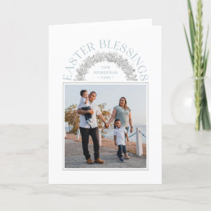 Pasen met foto-kaart voor grote balies - blauw aankondiging