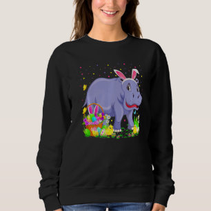 Pasen met hippo Bunny Egg Hunting Hippopotamus Pas Trui