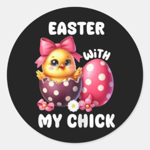 Pasen met mijn kuiken Pasen zwangerschap aankondig Ronde Sticker