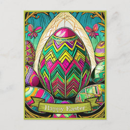 Pasen Motief Gekleurde Cartoon met Paaseieren 5008 Feestdagenkaart