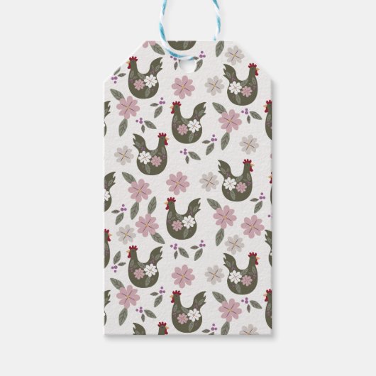 Pasen naadloos patroon met kip. cadeaulabel (Voorkant)