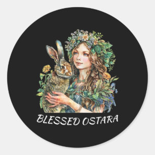 Pasen Ostara Estres Pagan Ostara Blessings Rabbit Ronde Sticker