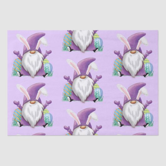Pasen Paarse gnome Tissuepapier (Voorkant)