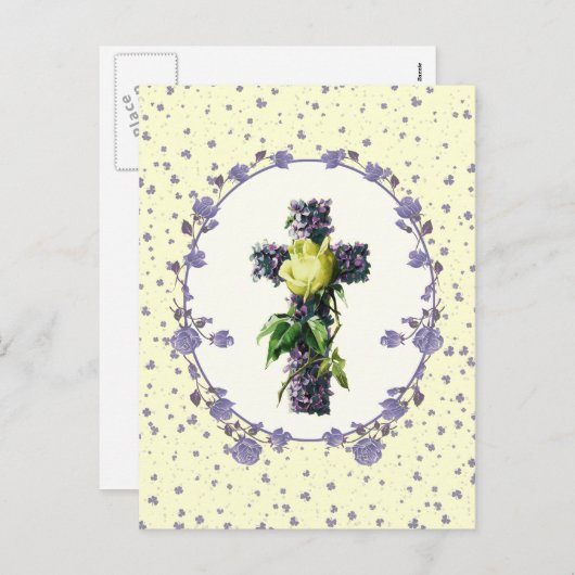 Pasen.  paaskruis religie feestdagenkaart (Voorkant / Achterkant)