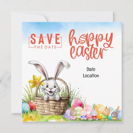 Pasen Party uitnodigingskaart Save The Date (Voorkant)