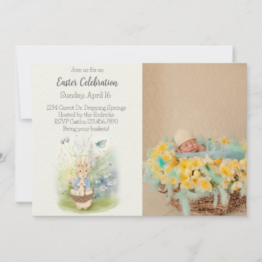 Pasen Peter Rabbit Uitnodiging (Voorkant)