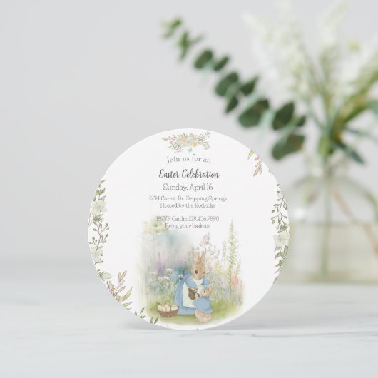 Pasen Peter Rabbit Uitnodiging (Staand voorkant)