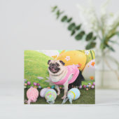 Pasen - Pug -Hannah Feestdagenkaart (Staand voorkant)