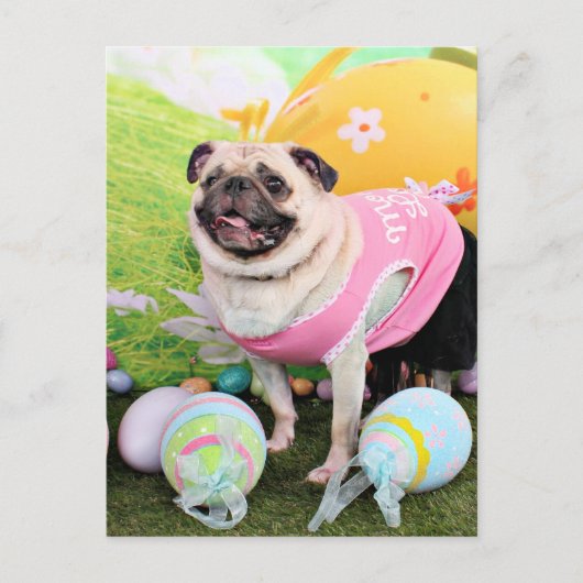 Pasen - Pug -Hannah Feestdagenkaart (Voorkant)