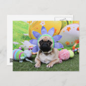 Pasen - Pug - Louie Feestdagenkaart (Voorkant / Achterkant)