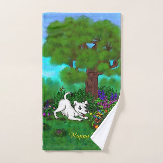 Pasen - Puppy Capo en Butterfly Bad Handdoek (Handdoek)