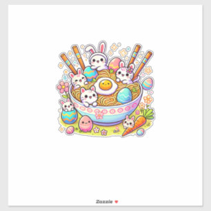 Pasen Ramen Katten Schattig Anime Gelukkige Pasen  Sticker