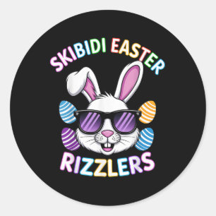 Pasen Rizzler Skibidi Grappig Pasen Ronde Sticker