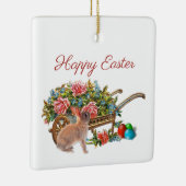  Pasen Rozen op Wheelbarrow met konijn Keramisch Ornament (Rechts)