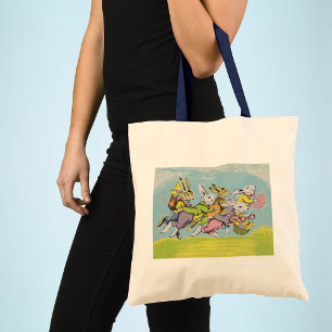 Pasen Running Pastel Konijnen Tote Bag