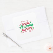 Pasen schrijven over sneeuw vierkante sticker (Envelop)