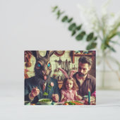 Pasen  Snoep Avondmaal Horror Konijn Briefkaart (Staand voorkant)