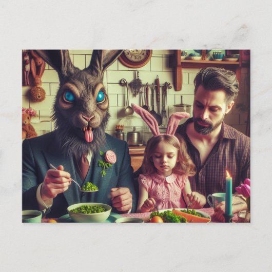 Pasen  Snoep Avondmaal Horror Konijn Briefkaart (Voorkant)