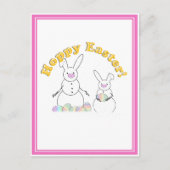 Pasen Snowmen Snow Bunnies 'HOPPY EASTER' Feestdagenkaart (Voorkant)