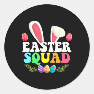 Pasen Squad Familie Bijpassende Bunny Ei Jacht Oor Ronde Sticker