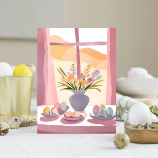 Pasen Tafel | Bloemboeket Aquarel Handgemaakt Feestdagenkaart