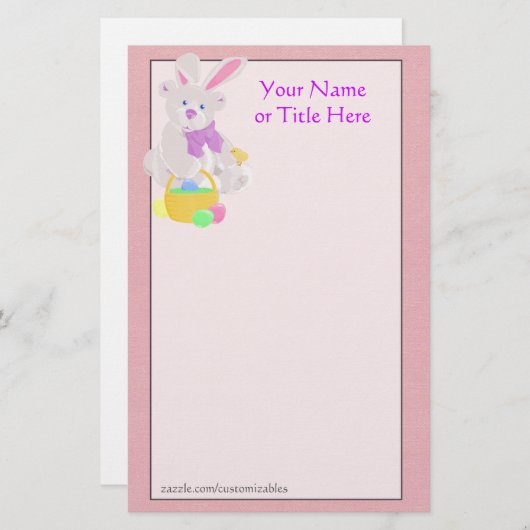 Pasen Teddy Bear Stationery Briefpapier (Voorkant / Achterkant)