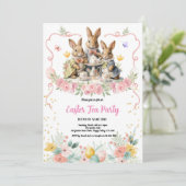 Pasen Theepartij Uitnodiging. Schattige Waterverf Kaart (Staand voorkant)