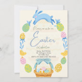 Pasen Uitnodiging Brunch Egg Hunt Bunny Rabbit (Voorkant)